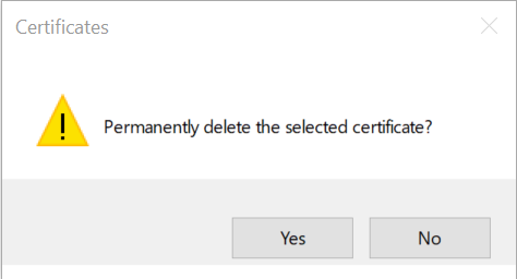 Prompt showing user the option to permanently delete the dlss-swapper certificate